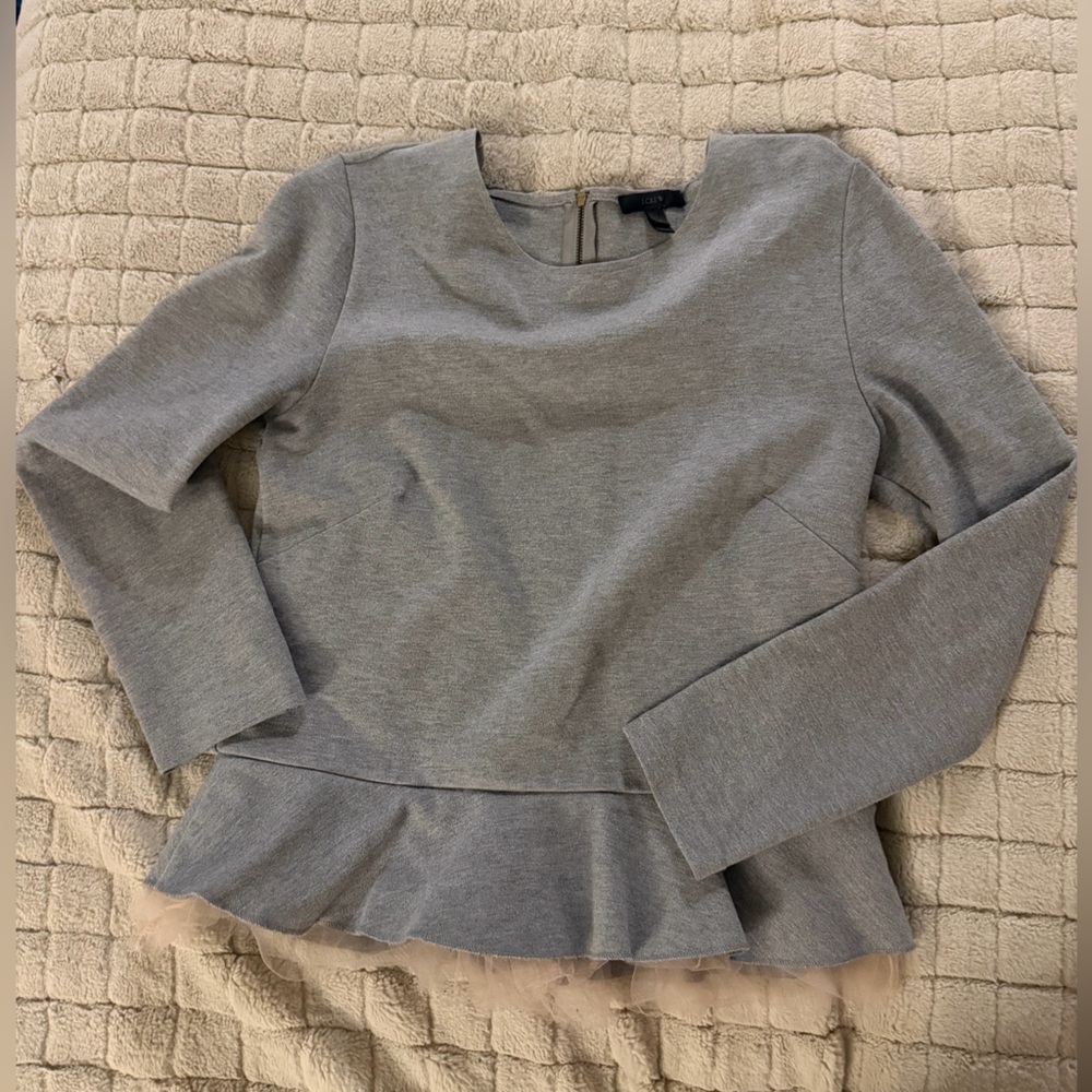 JCrew Gray Peplum Top
